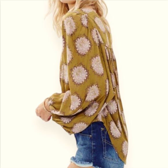 Free People Cowling Around Top | Size Small | Goldenrod + Lavender | $45.00 - Picture 6 of 7